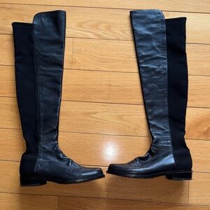 Stuart Weitzman Black Leather Winter Boots